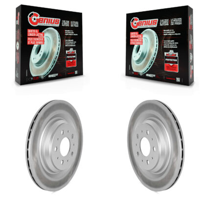 Rear Coated Disc Brake Rotors Pair For 2017-2022 Tesla 3 With Gray Painted Calipers KG-101730