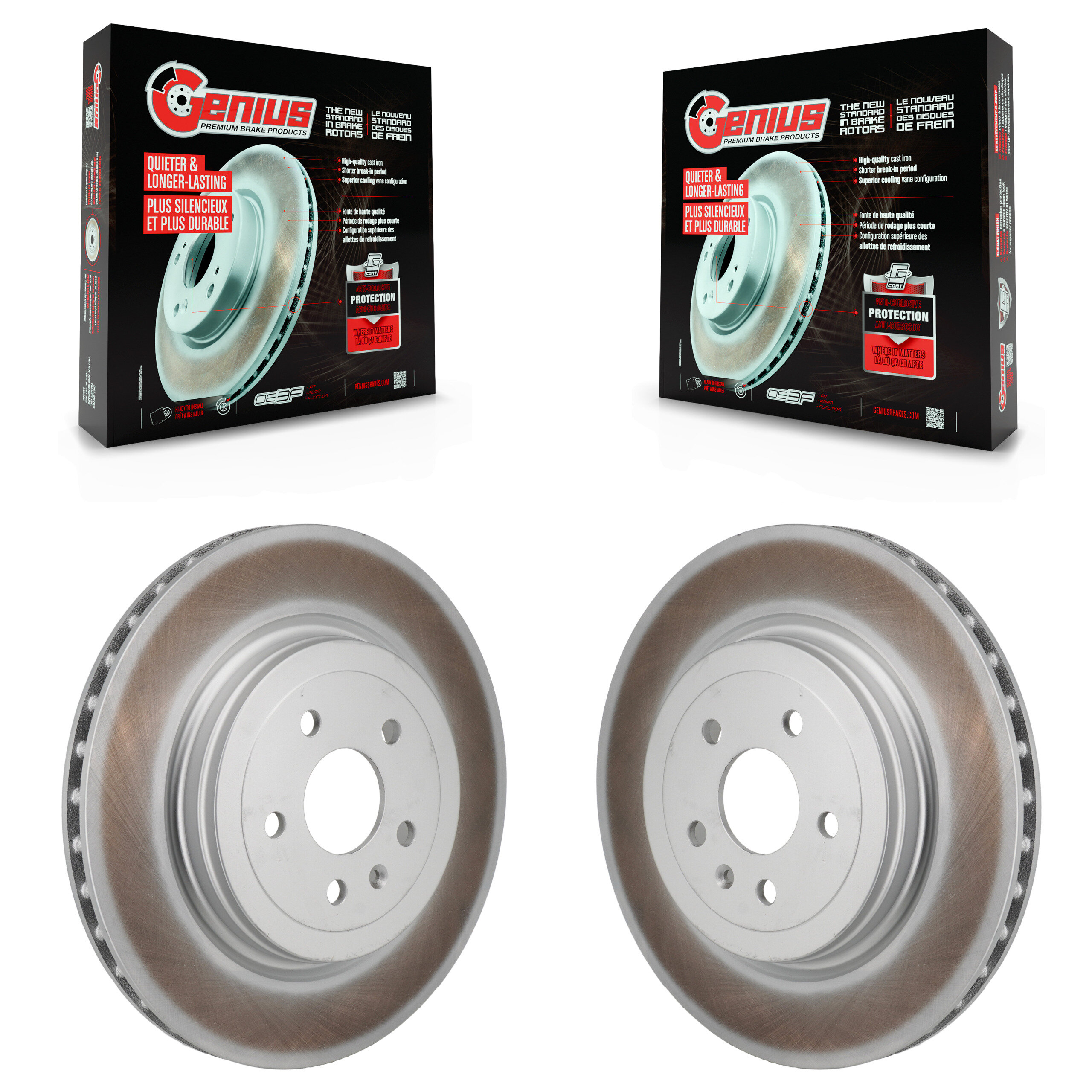 Rear Coated Disc Brake Rotors Pair For Tesla S KG-101997
