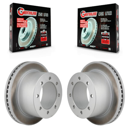 Rear Coated Disc Brake Rotors Pair For 2020-2024 GMC Sierra 3500 HD Chevrolet Silverado KG-102021