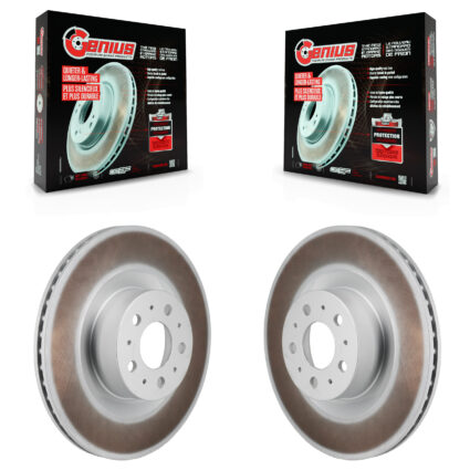 Rear Coated Disc Brake Rotors Pair For 2020-2025 Tesla Y With Gray Painted Calipers KG-102029