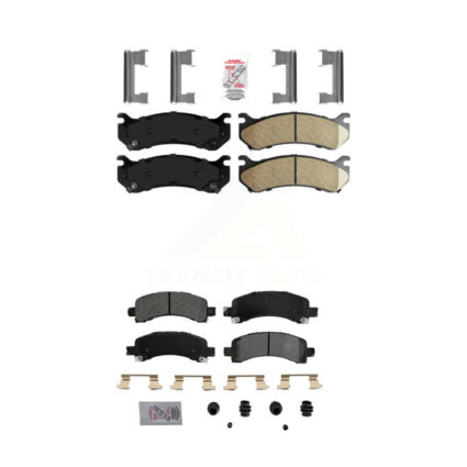 Front Ceramic Rear Semi-Metallic Disc Brake Pads Kit For Chevrolet Avalanche 1500 GMC XL KNF-100067