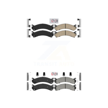 Front Ceramic Rear Semi-Metallic Disc Brake Pads Kit For Chevrolet GMC Silverado 3500 HD KNF-100094