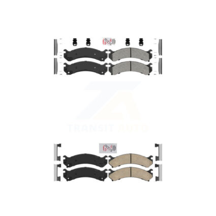 Front Semi-Metallic Rear Ceramic Disc Brake Pads Kit For Chevrolet GMC Silverado 3500 HD KNF-100095