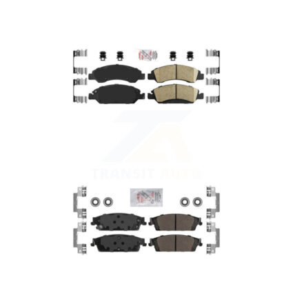 Front Ceramic Rear Semi-Metallic Disc Brake Pads Kit For GMC Chevrolet Sierra 1500 Tahoe KNF-100858