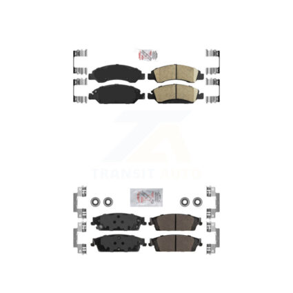 Front Ceramic Rear Semi-Metallic Disc Brake Pads Kit For GMC Chevrolet Sierra 1500 Tahoe KNF-100859