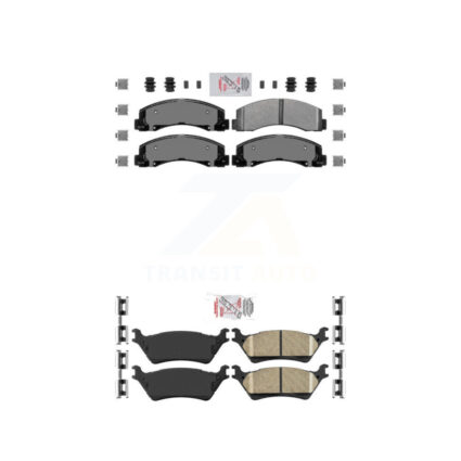 Front Semi-Metallic Rear Ceramic Disc Brake Pads Kit For Ford F-150 KNF-101178