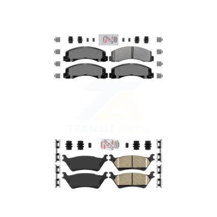Front Semi-Metallic Rear Ceramic Disc Brake Pads Kit For Ford F-150 KNF-101179