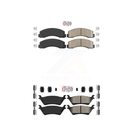 Front Ceramic Rear Semi-Metallic Disc Brake Pads Kit For Ford F-150 KNF-101180