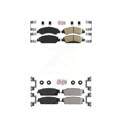 Front Ceramic Rear Semi-Metallic Disc Brake Pads Kit For Chevrolet GMC Sierra 1500 Tahoe KNF-101249