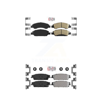 Front Ceramic Rear Semi-Metallic Disc Brake Pads Kit For Chevrolet GMC Sierra 1500 Tahoe KNF-101251