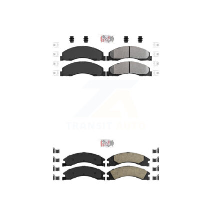 Front Semi-Metallic Rear Ceramic Disc Brake Pads Kit For Ford E-350 Super Duty E-250 KNF-101308