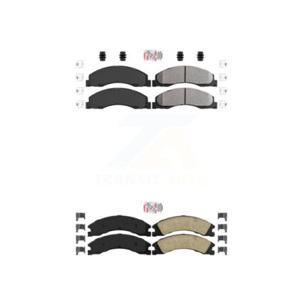 Front Semi-Metallic Rear Ceramic Disc Brake Pads Kit For Ford E-450 Super Duty KNF-101315