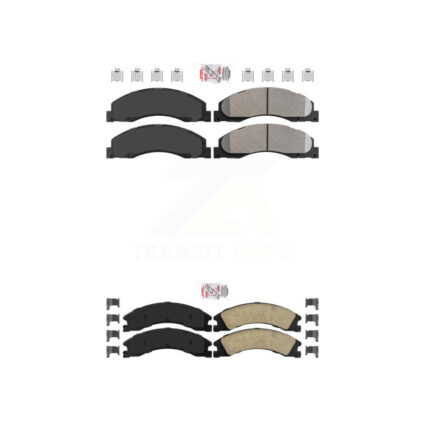 Front Semi-Metallic Rear Ceramic Disc Brake Pads Kit For Ford E-450 Super Duty KNF-101319