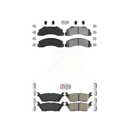 Front Semi-Metallic Rear Ceramic Disc Brake Pads Kit For Ford F-150 KNF-101370