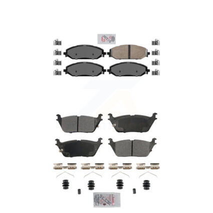Front Ceramic Rear Semi-Metallic Disc Brake Pads Kit For Ram 1500 Jeep Wagoneer Grand L KNF-101867