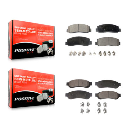 Front Rear Semi-Metallic Brake Pads Kit For Ford F-350 Super Duty With Dual Wheels KPF-100034