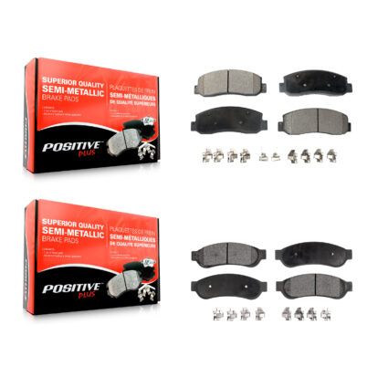 Front Rear Semi-Metallic Brake Pads Kit For Ford F-250 Super Duty F-350 F-450 KPF-100035