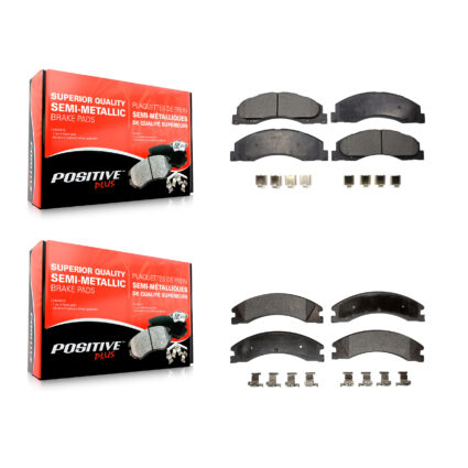 Front Rear Semi-Metallic Brake Pads Kit For Ford E-450 Super Duty KPF-100123