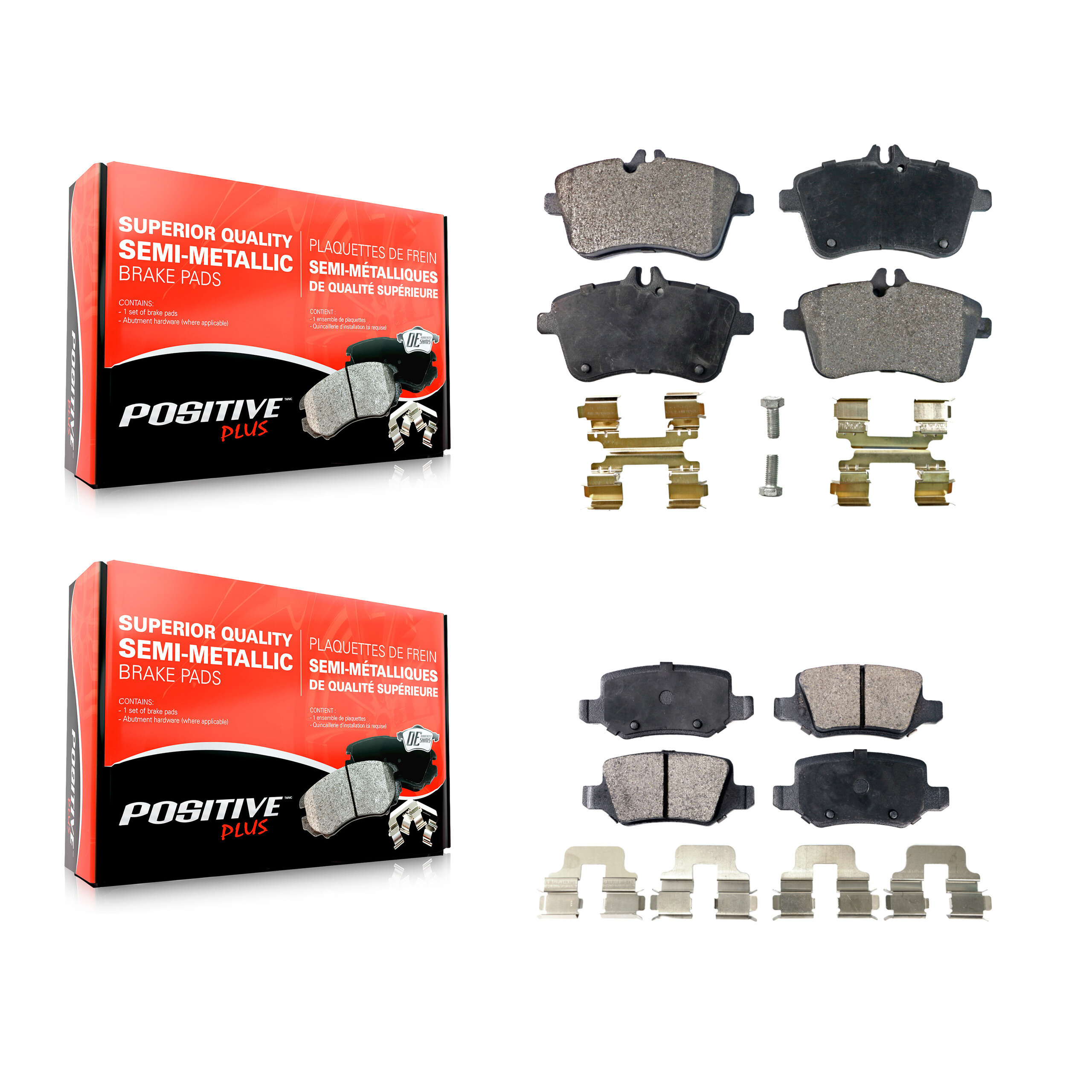 Front Rear Semi-Metallic Brake Pads Kit For 2006-2011 Mercedes-Benz B200 KPF-100135