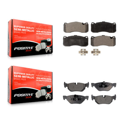 Front Rear Semi-Metallic Brake Pads Kit For 2013 BMW 328i With 370mm Diameter Rotor KPF-100143