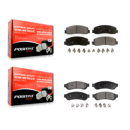 Front Rear Semi-Metallic Brake Pads Kit For Ford F-350 Super Duty F-250 KPF-100246