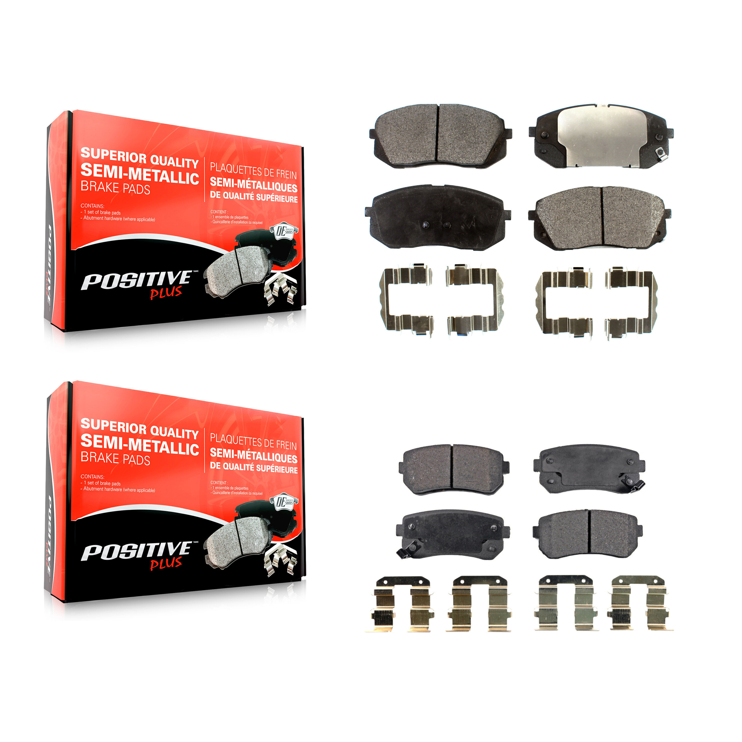 Front Rear Semi-Metallic Brake Pads Kit For 2015 Hyundai Sonata With Manual Parking KPF-100275