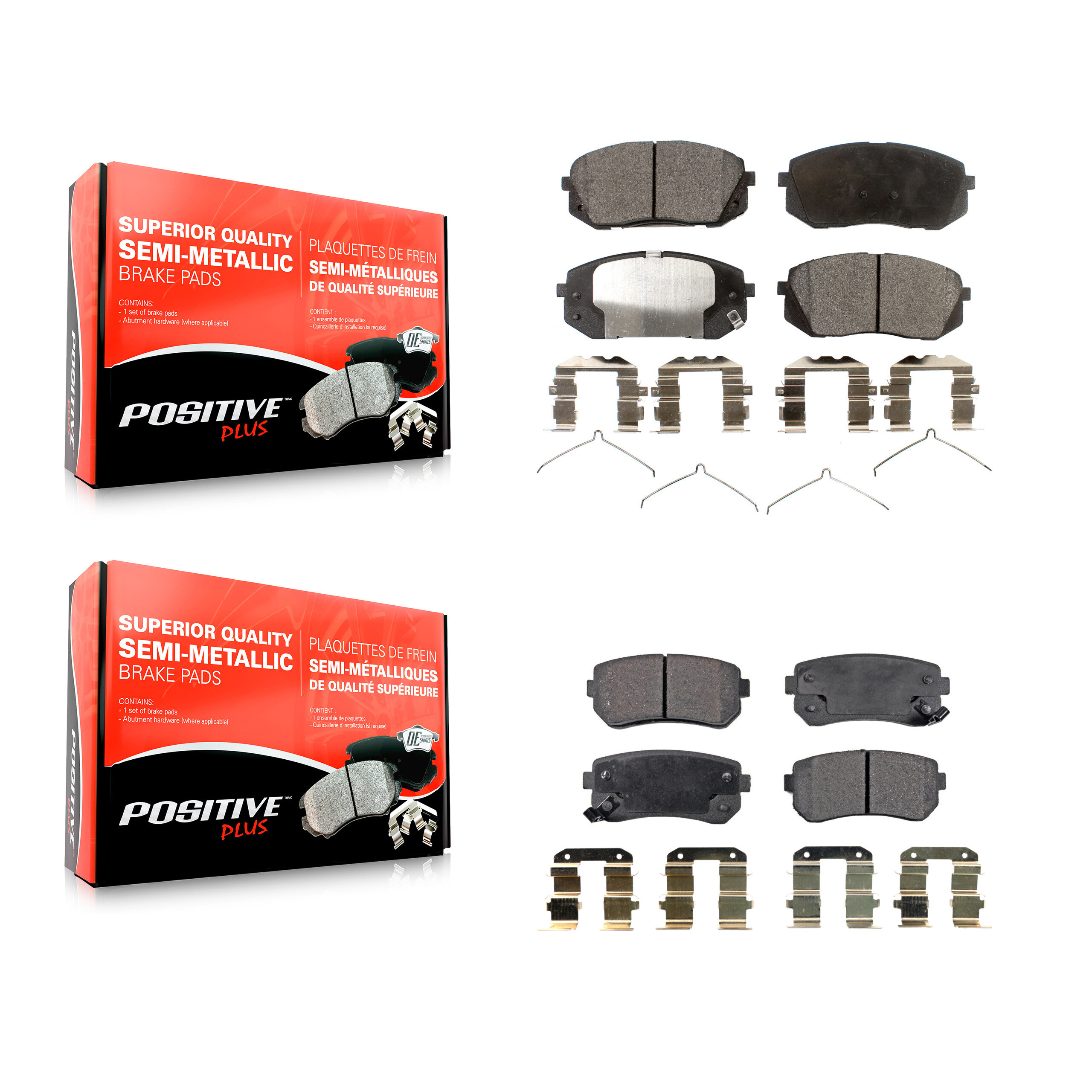 Front Rear Semi-Metallic Brake Pads Kit For 2016 Hyundai Sonata With Manual Parking KPF-100277