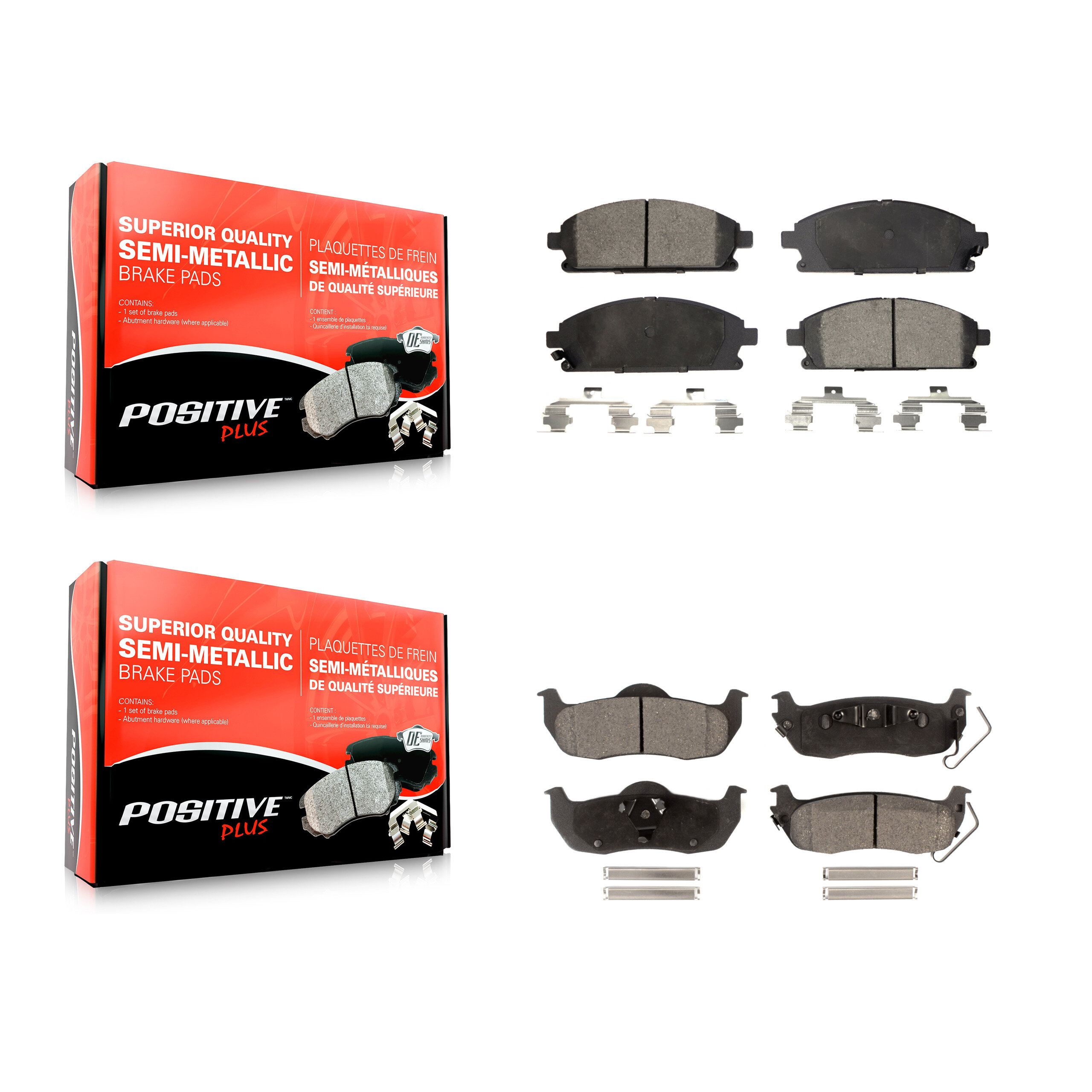 Front Rear Semi-Metallic Brake Pads Kit For 2004 Nissan Pathfinder KPF-100390