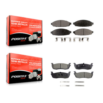 Front Rear Semi-Metallic Brake Pads Kit For 2003-2010 Lincoln Town Car Limousine KPF-100437