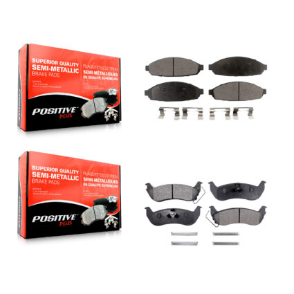Front Rear Semi-Metallic Brake Pads Kit For Ford Crown Victoria Lincoln Town Car Mercury KPF-100438