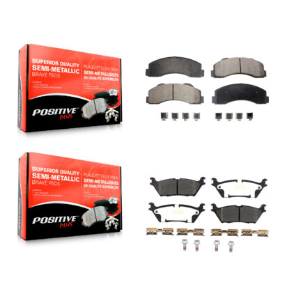 Front Rear Semi-Metallic Brake Pads Kit For 15-17 Ford F-150 With Electric Parking KPF-100468