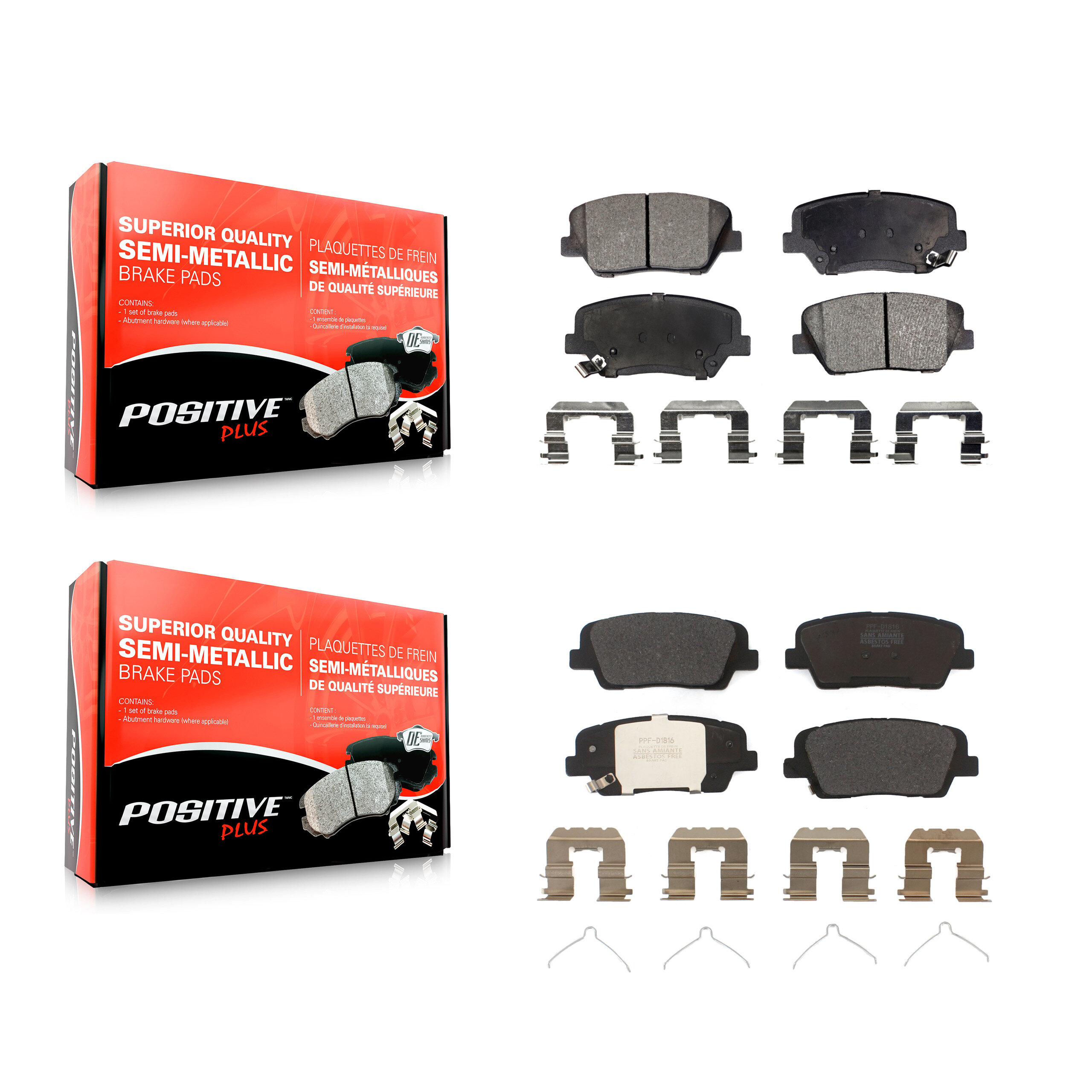 Front Rear Semi-Metallic Brake Pads Kit For 14-15 Kia Sorento With Red Painted Calipers KPF-100502