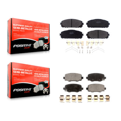 Front Rear Semi-Metallic Brake Pads Kit For 14-22 Jeep Cherokee With Dual Piston Caliper KPF-100534