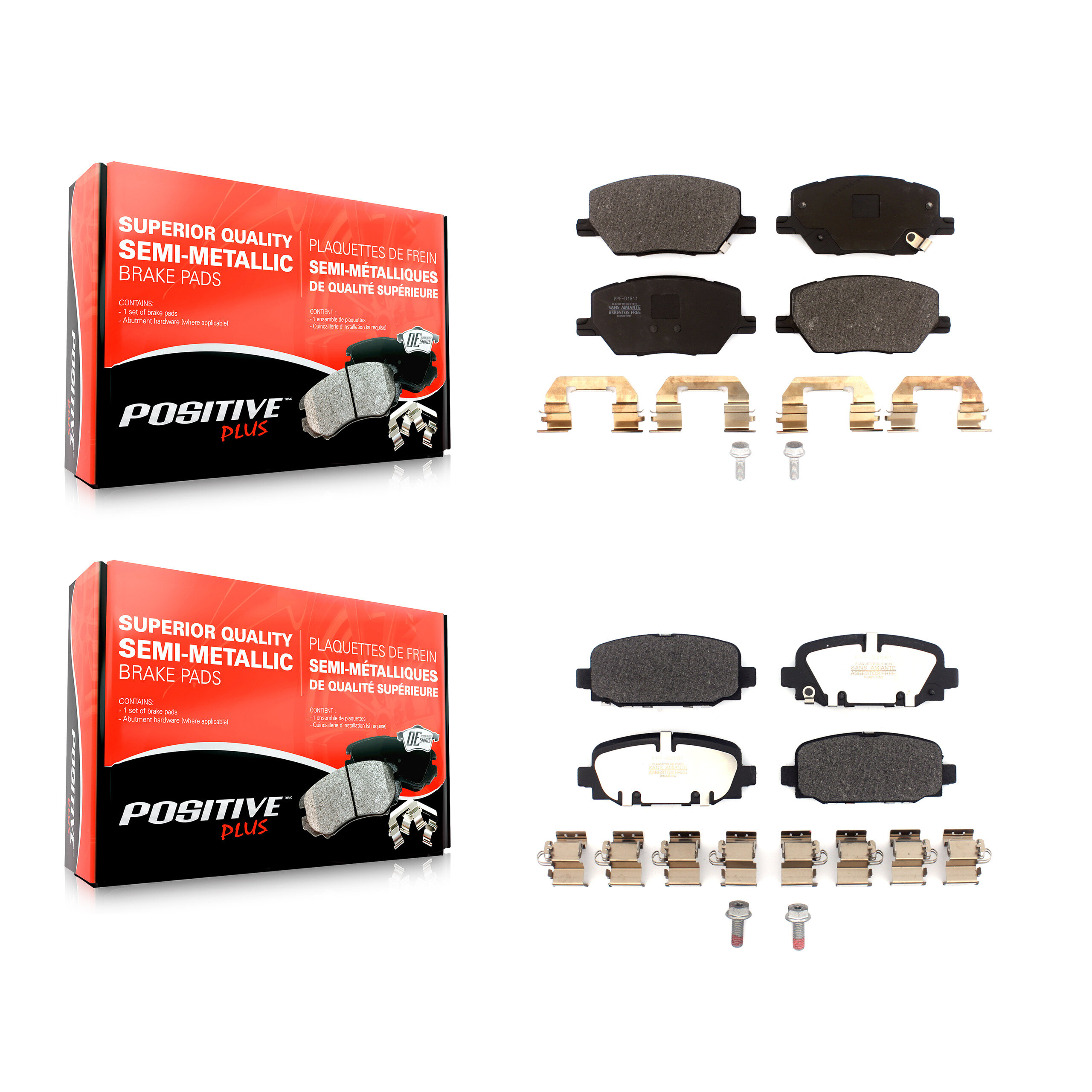Front Rear Semi-Metallic Brake Pads Kit For 2018-2023 Jeep Compass KPF-100563
