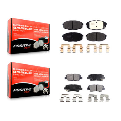 Front Rear Semi-Metallic Brake Pads Kit For 2014-2016 Kia Soul KPF-100589