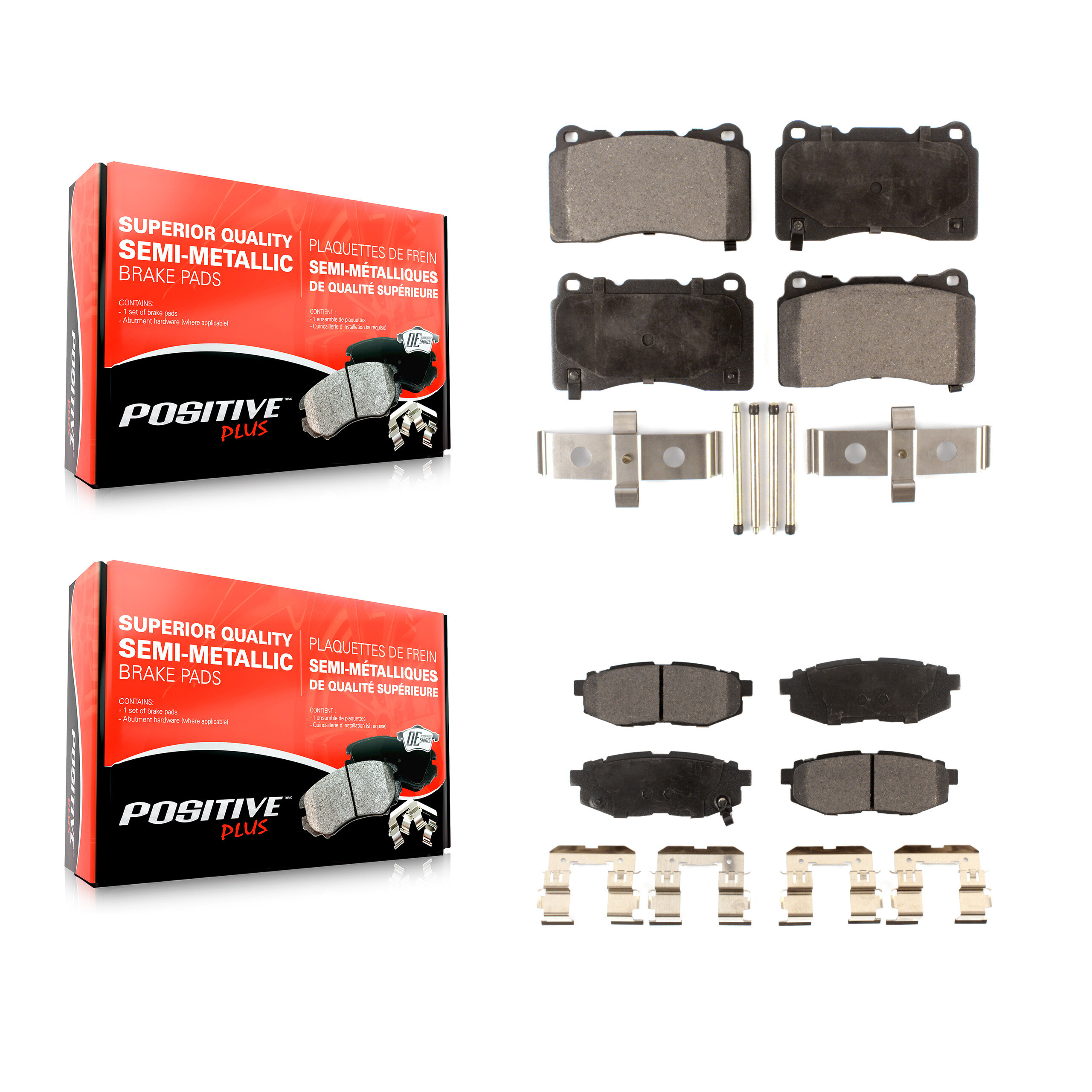 Front Rear Semi-Metallic Brake Pads Kit For 2017 Subaru BRZ Base With Brembo Brakes KPF-100596