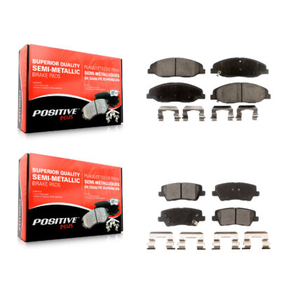 Front Rear Semi-Metallic Brake Pads Kit For 2014 Cadillac CTS Without Heavy Duty Brakes KPF-100600