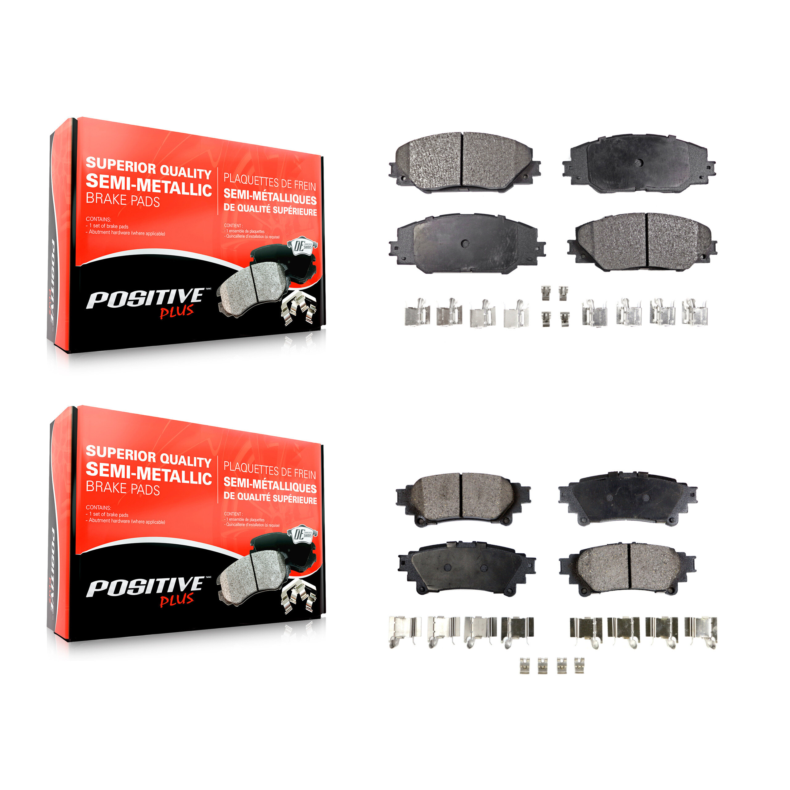 Front Rear Semi-Metallic Brake Pads Kit For 2016-2020 Toyota Mirai KPF-100603