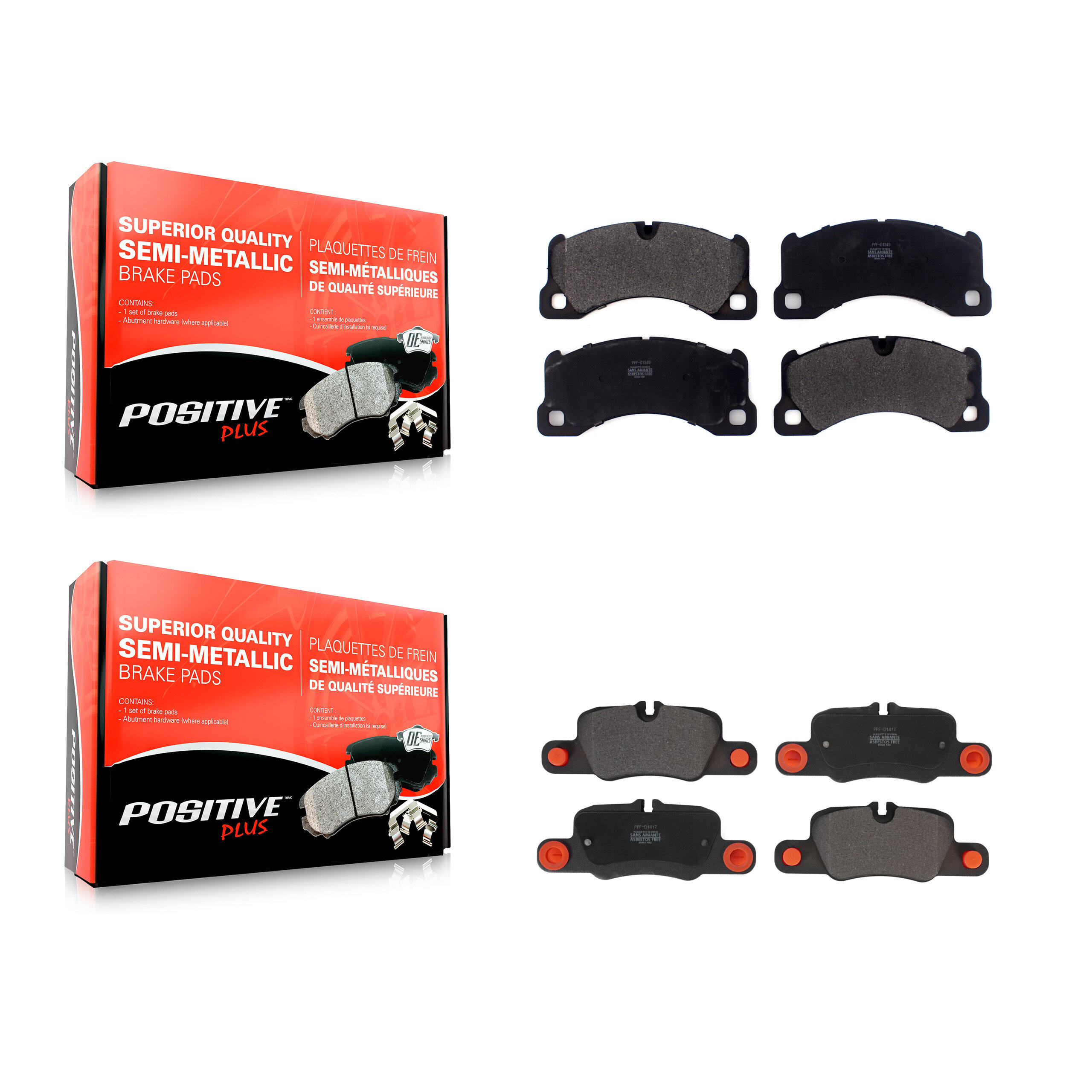 Front Rear Semi-Metallic Brake Pads Kit For 2010-2016 Porsche Panamera KPF-100618
