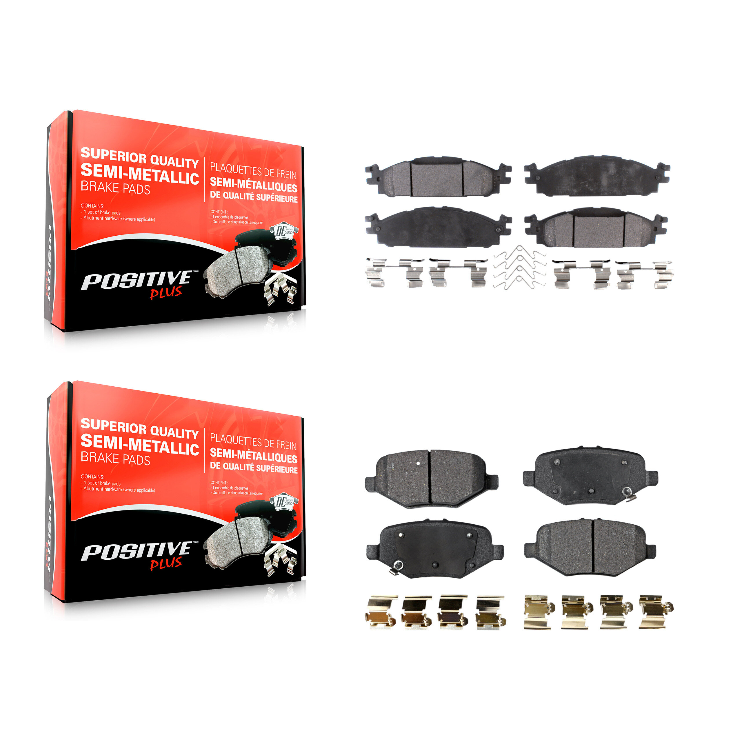 Front Rear Semi-Metallic Brake Pads Kit For 2015 Ford Explorer Without Heavy Duty Brakes KPF-100667