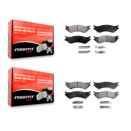 Front Rear Semi-Metallic Brake Pads Kit For 2004 Ford F-150 Heritage With 8 Lug Wheels KPF-100670