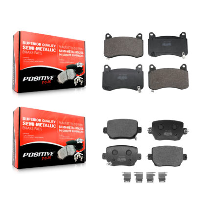 Front Rear Semi-Metallic Brake Pads Kit For 2017-2023 Tesla 3 With Red Painted Calipers KPF-100704