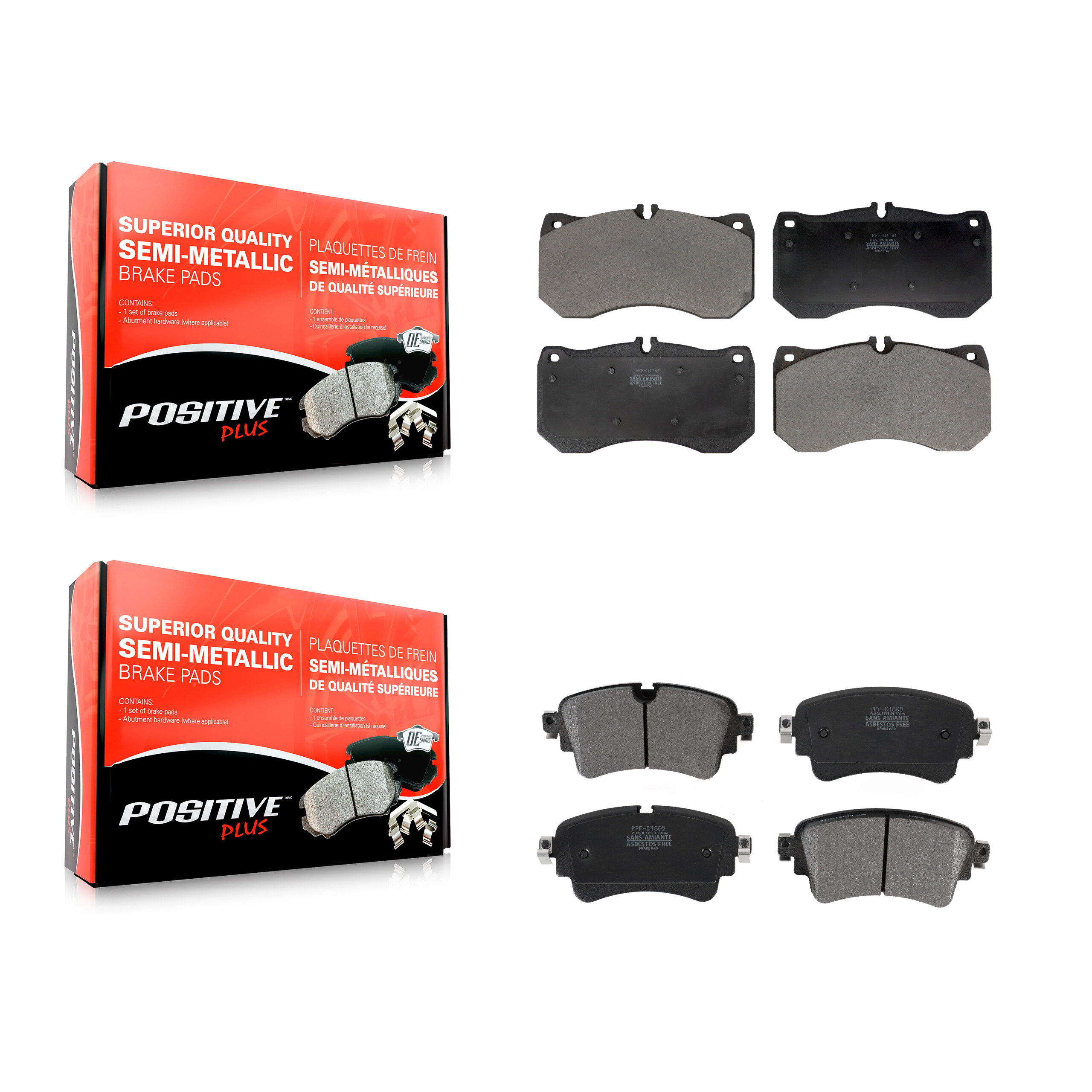 Front Rear Semi-Metallic Brake Pads Kit For 18-19 Audi RS5 With Ceramic Composite Brakes KPF-100737