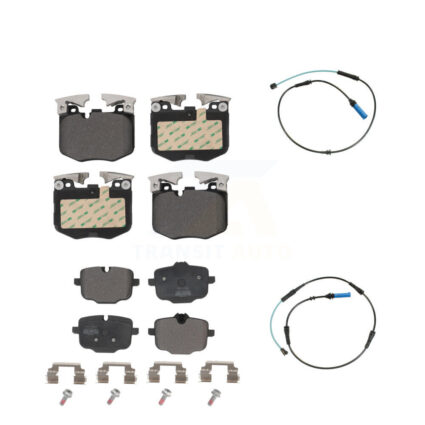 Front Rear Semi-Metallic Brake Pad And Wear Sensor Kit For BMW 530i xDrive 530e 740e 740i KPW-100053