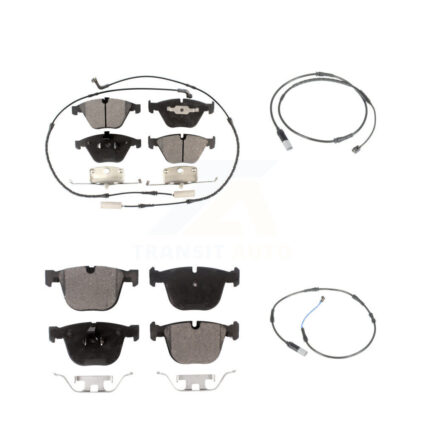 Front Rear Semi-Metallic Brake Pad Extra Wear Sensor Kit For 2010 BMW 535i Base with 3.0L KPW-100149