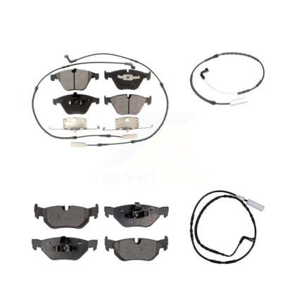Front Rear Semi-Metallic Brake Pad & Extra Wear Sensor Kit For 09-10 BMW 328i xDrive 3.0L KPW-100195