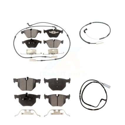 Front Rear Semi-Metallic Brake Pad & Extra Wear Sensor Kit For 09-10 BMW 335i xDrive 3.0L KPW-100200