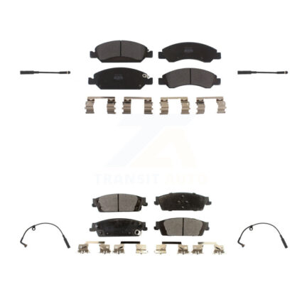 Front Rear Semi-Metallic Brake Pads & Wear Sensor Kit For Chevrolet Silverado 1500 LD GMC KPW-100253