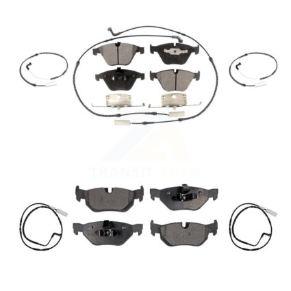 Front Rear Semi-Metallic Brake Pad & Extra Wear Sensor Kit For 09-10 BMW 328i xDrive 3.0L KPW-100276