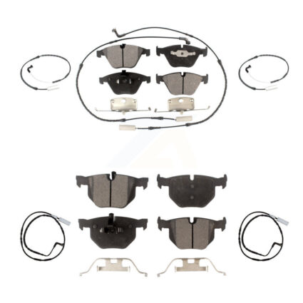 Front Rear Semi-Metallic Brake Pad & Extra Wear Sensor Kit For 09-10 BMW 335i xDrive 3.0L KPW-100277